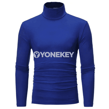 Erkekler üçin ýokary boýun, uzyn ýeňli slim fit futbolka