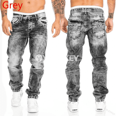 Erkekler üçin göni kesimli jeans, streçli, gündelik we iş üçin