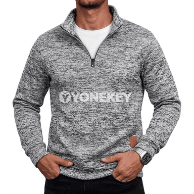 Erkekler üçin ýyly zipli sweatshirt, güýz-gyş üçin