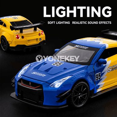 Nissan GTR R35 Nismo 1:32 sesli we yşykly metal model awtoulag