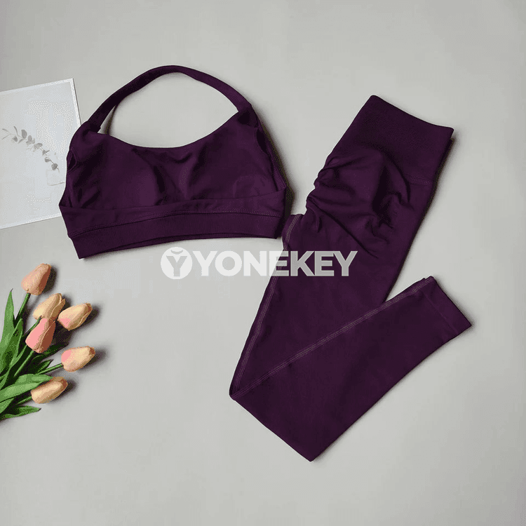 Zenanlar üçin 2 bölek yoga toplumy: sport bra we leggins