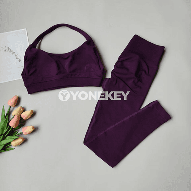 Zenanlar üçin 2 bölek yoga toplumy: sport bra we leggins