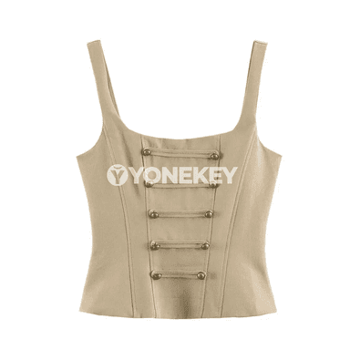 Aýal-gyzlar üçin Y2K duble-breasted korset top, ýeňsiz