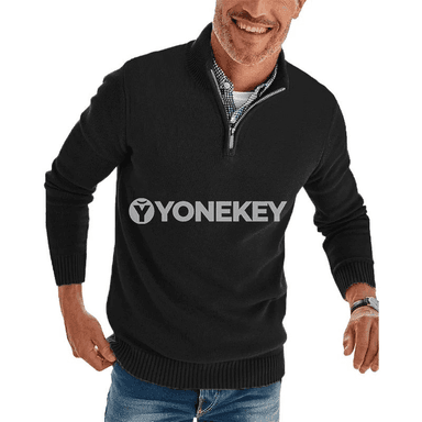 Erkekler üçin ýyly ýarym fermuarly trikotaž switer