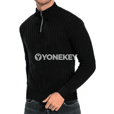Erkekler üçin ýarym boýunjakly fermuarly ýyly switer