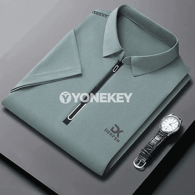 Erkekler üçin fermuarly ýazky polo köýnek, ýeňil we amatly