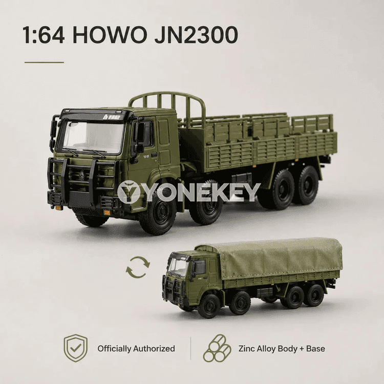 HOWO JN2300 metal ýük awtoulag modeli, 1:64, kolleksiýa üçin
