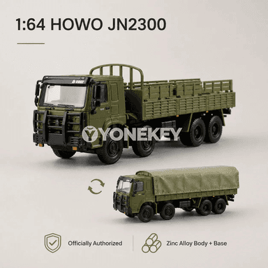 HOWO JN2300 metal ýük awtoulag modeli, 1:64, kolleksiýa üçin