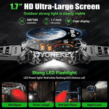 1400mAh batareýaly sport akylly sagat, 10ATM, SOS, Bluetooth
