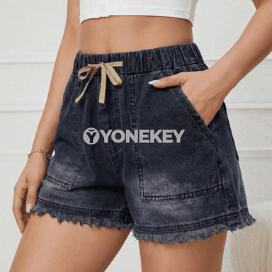 Zenanlar üçin moda gysga denim şortikler, tomusky rahat görnüş