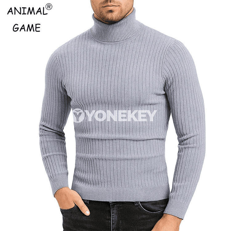Erkekler üçin ýyly turtlenekli örme switer, güýz-gyş üçin rahat görnüş