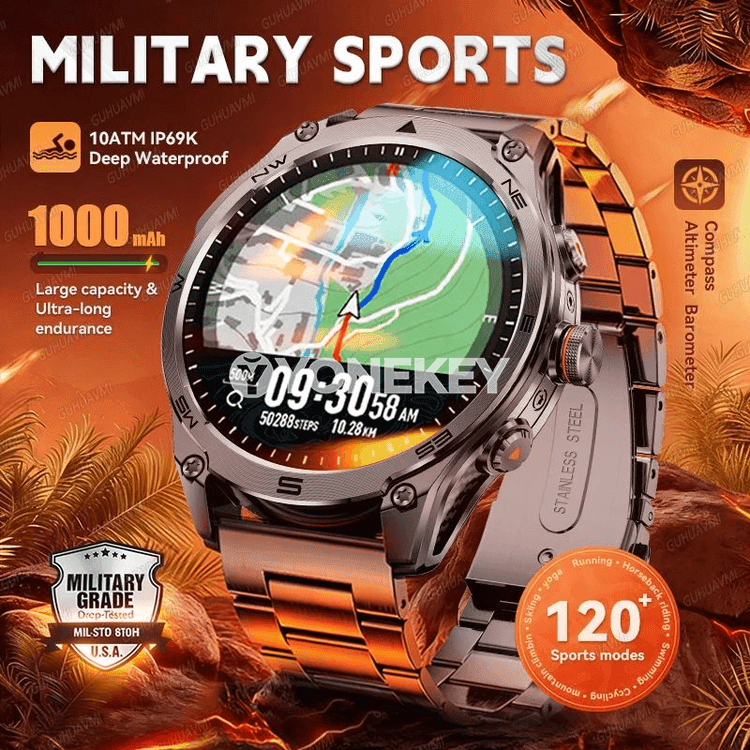 Akyllly sport sagady: GPS, 100m suw geçirmeýän, Bluetooth jaňly