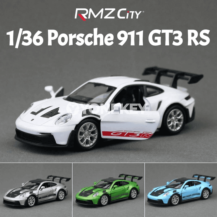 Porsche 911 GT3 RS 1:36 metal model awtoulag, pull-back