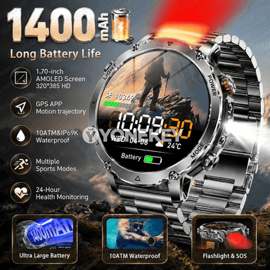 GUHUAVMI AK106 1.7" HD, 1400 mAh, 10ATM sport akylly sagat, Bluetooth jaň