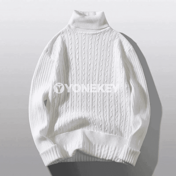 Erkekler üçin gyş ýyly turtleneck switer, slim fit, uzyn ýeňli