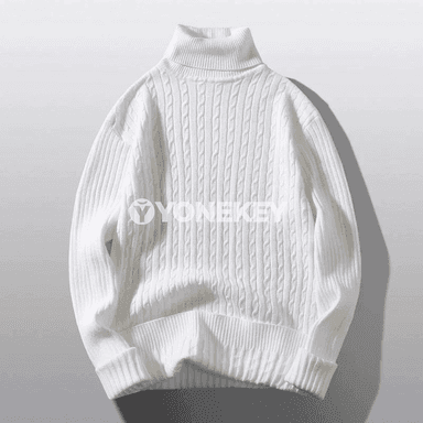 Erkekler üçin gyş ýyly turtleneck switer, slim fit, uzyn ýeňli