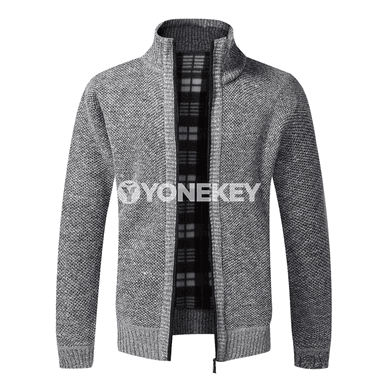 Erkekler üçin ýyly fleece fermuarly kardigan penjek