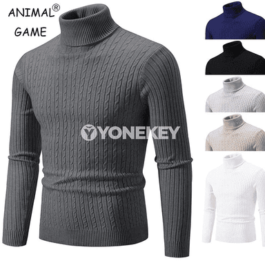 Erkekler üçin ýyly beýik ýakaly örme switer