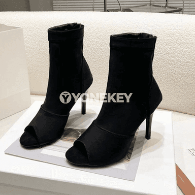 Zenanlar üçin ýokary ökçeli elastik açyk burunly dyzlyk ädikler