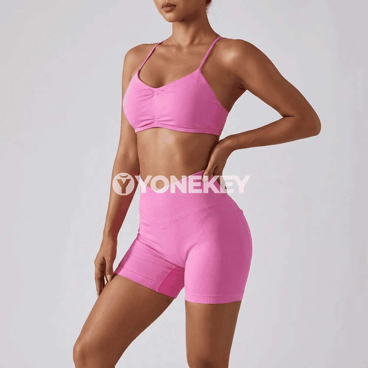 Aýallaryň dem alýan pilates sport bra, arka açyk, ýeňil we rahat