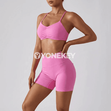 Aýallaryň dem alýan pilates sport bra, arka açyk, ýeňil we rahat