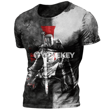 Erkekler üçin vintage 3D çaply köýnekli futbolka, giň kesim