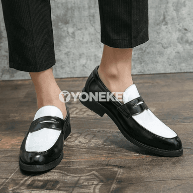 Erkekler üçin klassik deri ofis aýakgaplary, slip-on loafers