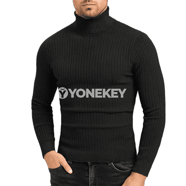 Erkekler üçin ýyly turtlenekli örme switer, güýz-gyş üçin rahat görnüş