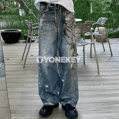 Aýallar üçin ýokary belli giň balakly jeans, 2025 moda