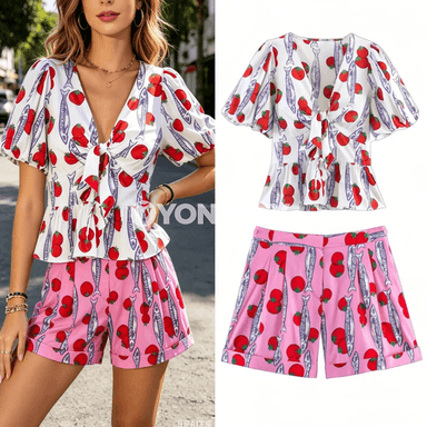 Zenanlar üçin V boýun ýeňli ýeňil bluzka, romantik stil