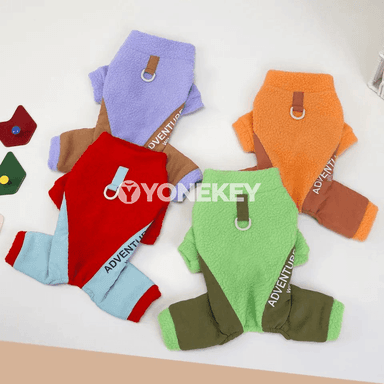 It we pişik üçin ýyly fleece kurtka, reňkli gyş penjiresi