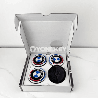 BMW 50 ýyllyk disk merkezi gapagy — 4 sany, 56/68 mm, ýüzýän görnüş