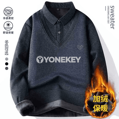 Erkekler üçin ýyly uzyn ýeňli polo köýnek, gyş üçin