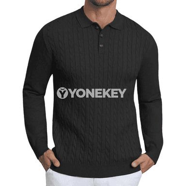 Erkekler üçin ýyly örme switer, uzyn ýeňli, balakly boýun