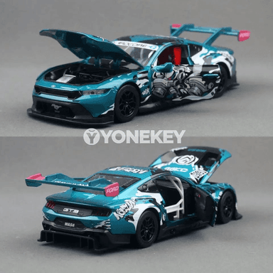Ford Mustang GT3 1:24 metal awtoulag modeli, sesli-ýagtyly