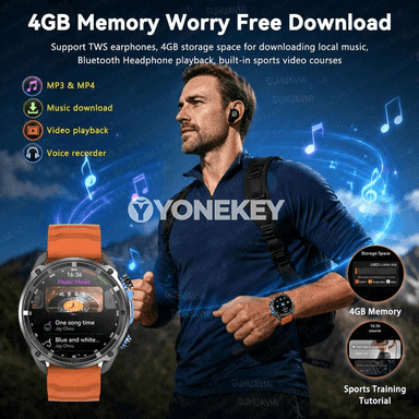 GUHUAVMI GPS akylly sagat, 1.43" AMOLED, 4GB ýat