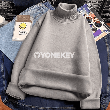 Erkekler üçin ýyly turtlenek pulower, ýumşak içki gatlakly gündelik model