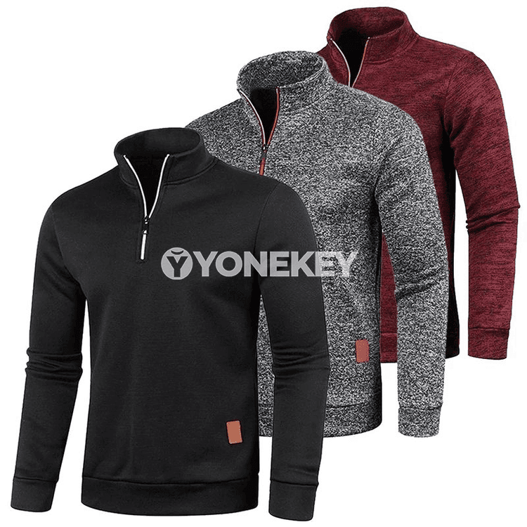 Erkekler üçin ýeňil half zipper switer, güýzki gündelik