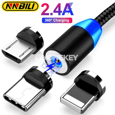 NNBILI LED magnit USB kabeli, Type C / Micro USB çalt zarýad
