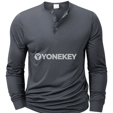 Erkekler üçin uzyn ýeňli Henley boýun futbolka, slim fit