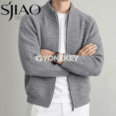 Erkekler üçin täze moda fermuarly ýüň garydyly jempir🧥