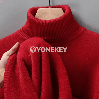 Erkekler üçin ýyly trikotaž beýik boýunly köýnek, slim fit