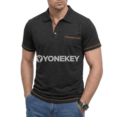 Erkekler üçin ýeňil dem alýan polo futbolka, ýaz-tomus