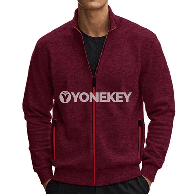 Erkekler üçin ýakaly ýeňil fermuarly jaket, gündelik şäher stili