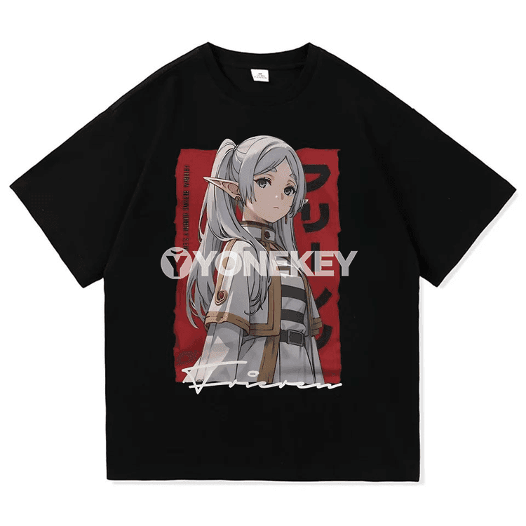 Frieren anime nusgaly cotton futbolka, ähli ölçegler