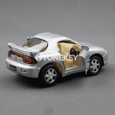Mazda RX-7 metal modeli, çekilme aýratynlykly, çagalar üçin kolleksiýa oýnawaç