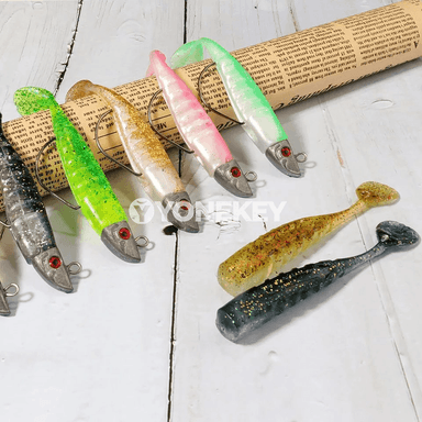 3 sany ýumşak balyk tutyş emeli, metal jig başly, 10cm / 13cm