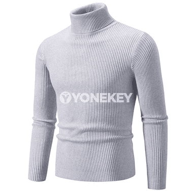 Erkekler üçin güýzki ýyly boýundaky switer, zolakly, ýokary boýunly