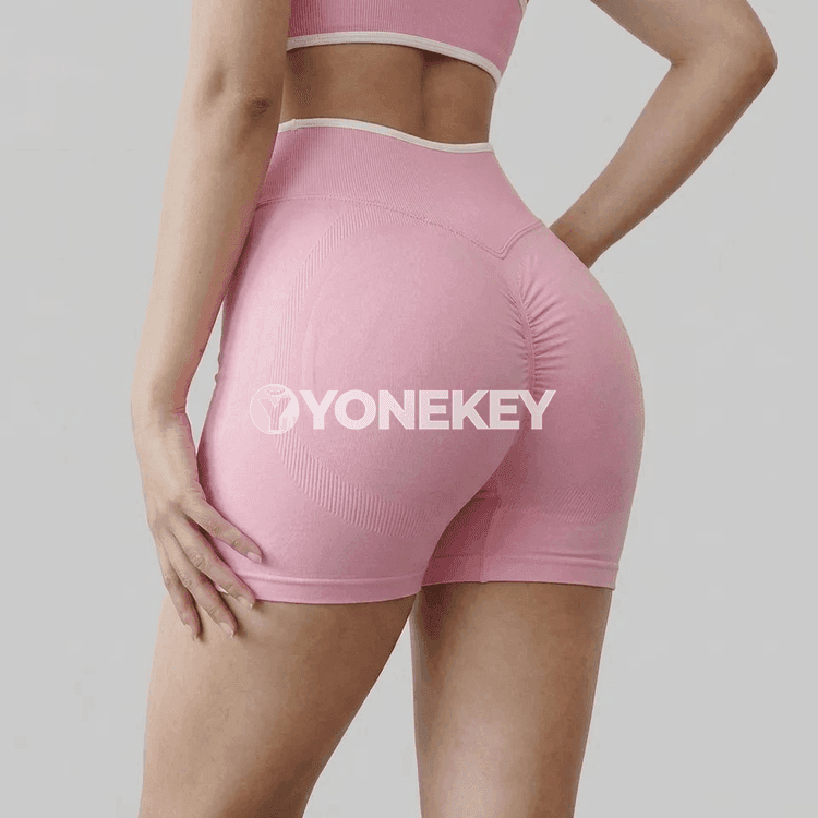 Aýal üçin ýokary boýunly çeýe yoga şorty, tikinsiz
