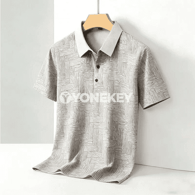Erkekler üçin ýeňil çal polo köýnek, gysga ýeňli, rahat gündelik stil